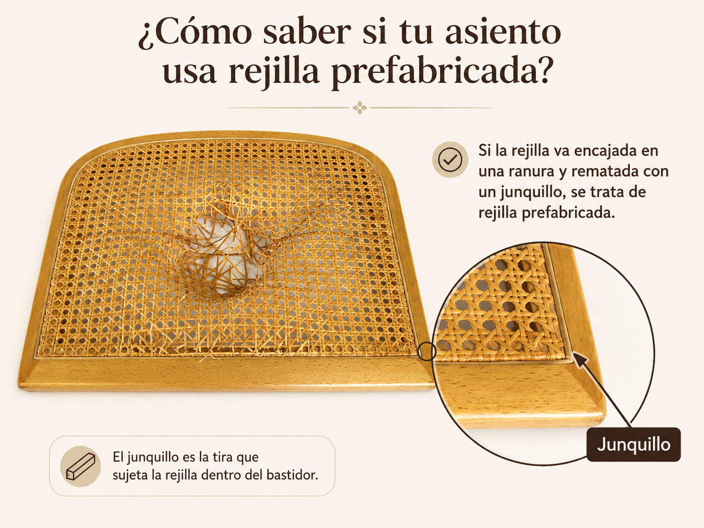 Reparación de silla tipo Cesca con rejilla prefabricada