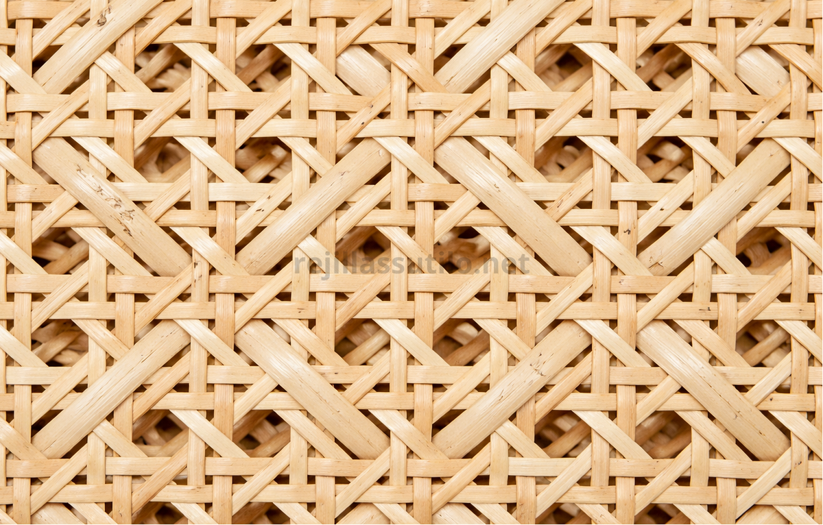 Tecido de Rattan Natural Losango Quadriculado com Pele